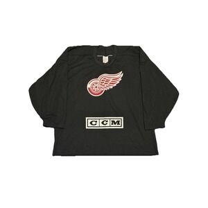 Vintage Men's CCM Air-Knit Maska Detroit Red Wings Black Hockey Jersey XL